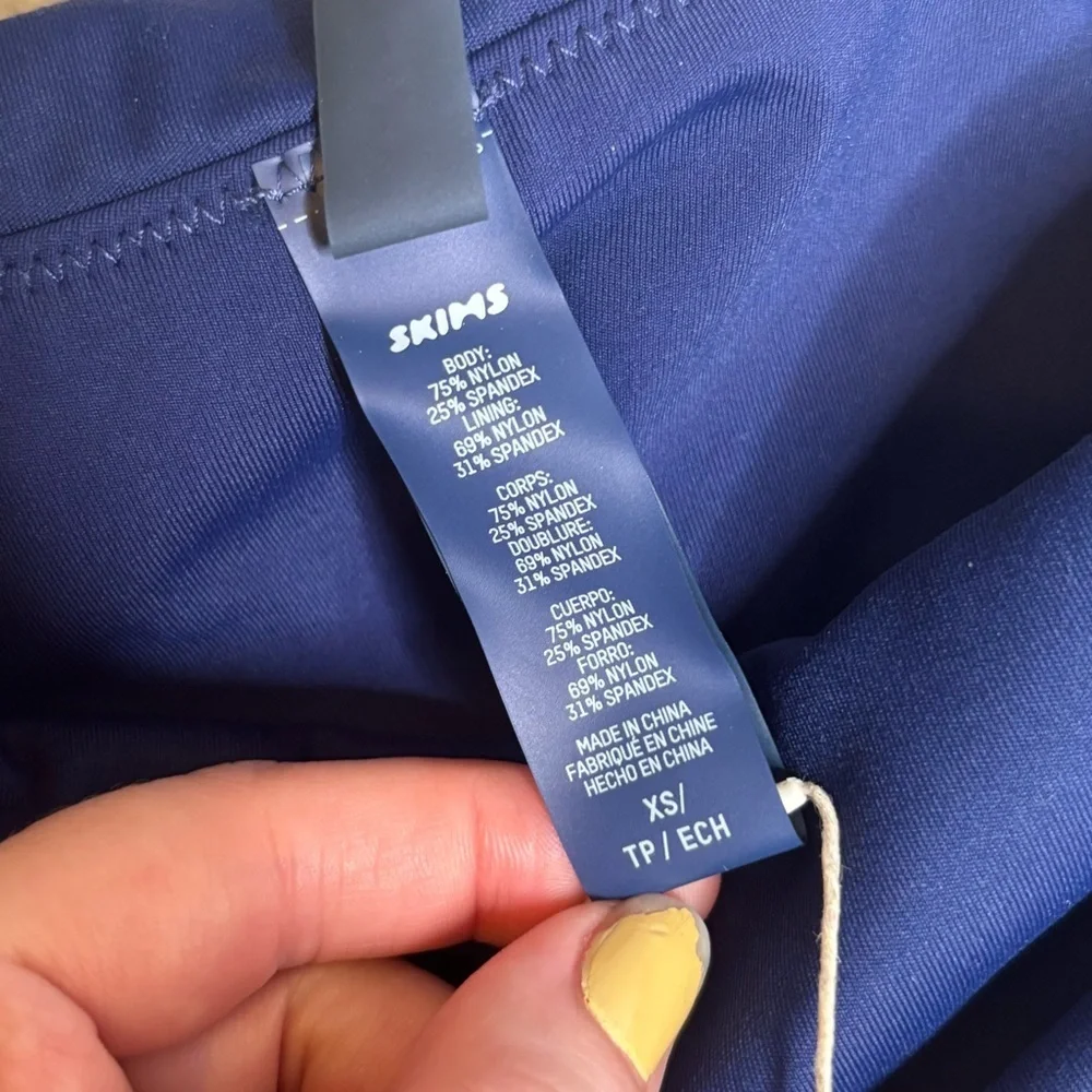 NWT SKIMS Navy Blue Sculping Swim Bottom Fold Over Swimwear Size XS